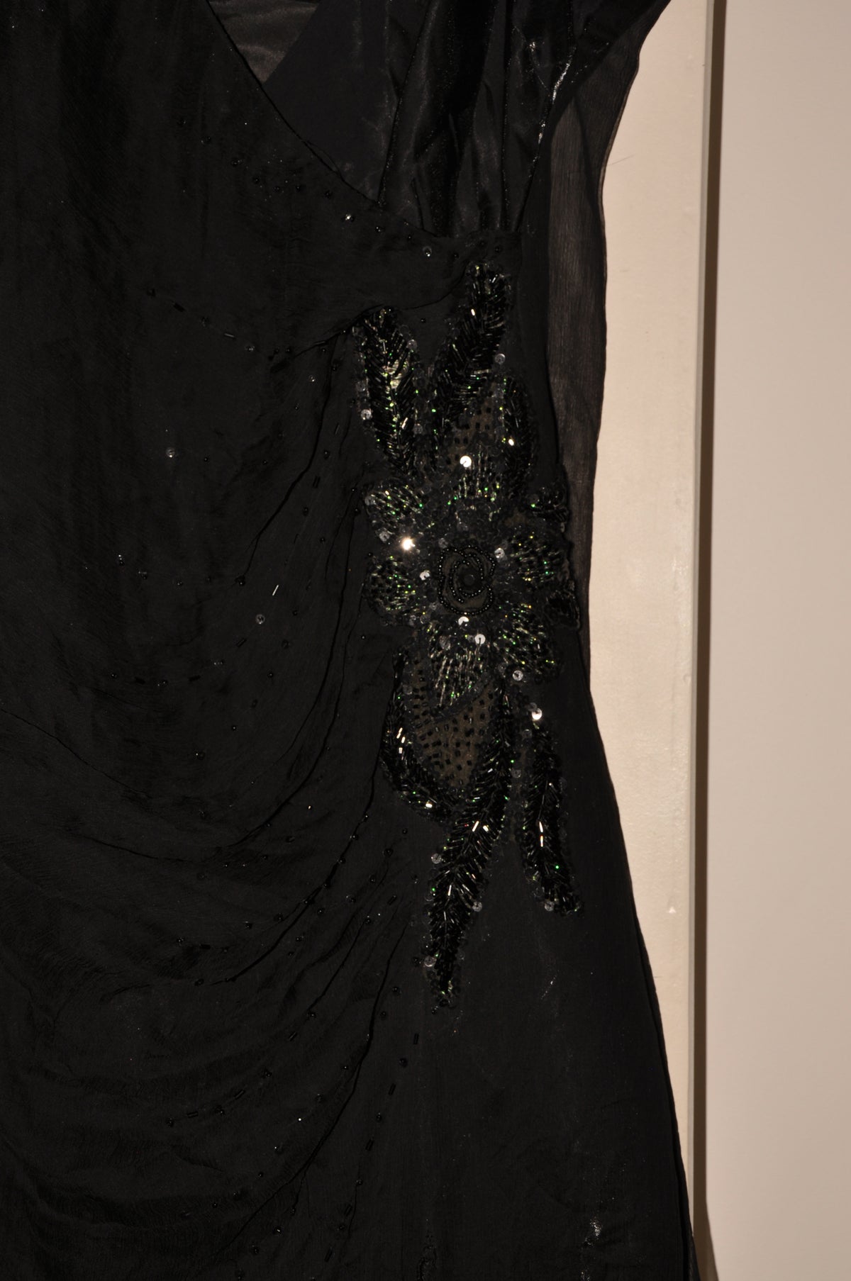 Long Silk Black Dress with Beaded details