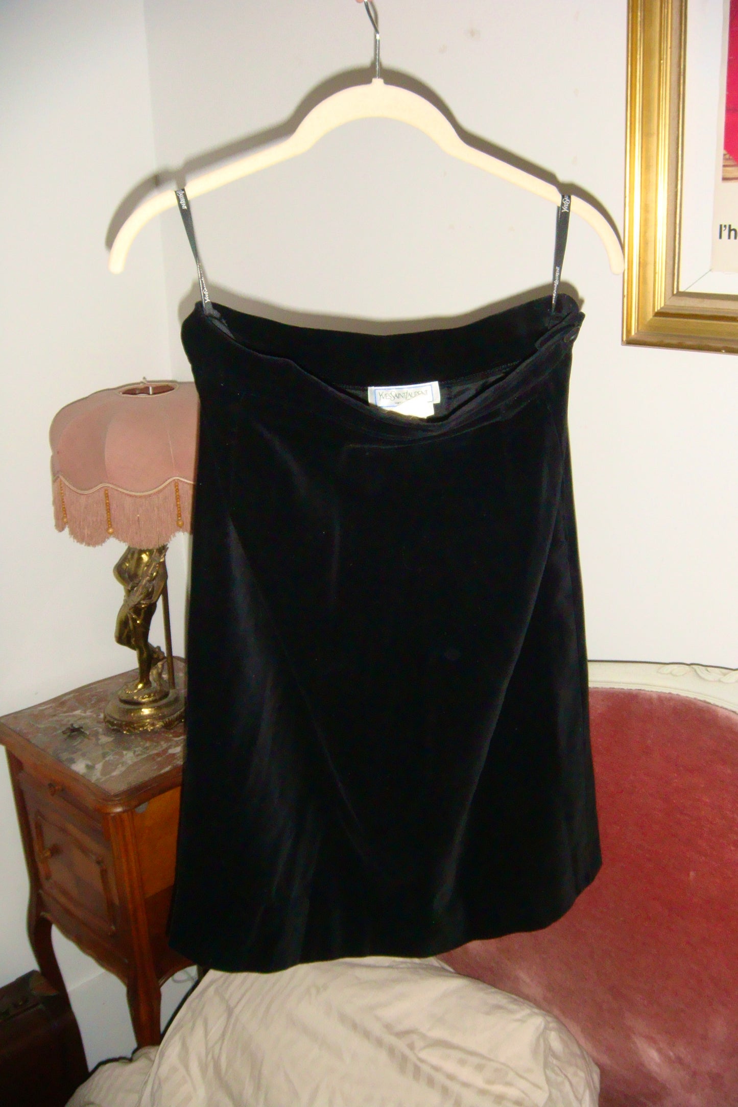 80's Yves Saint Laurent Velvet Black Skirt