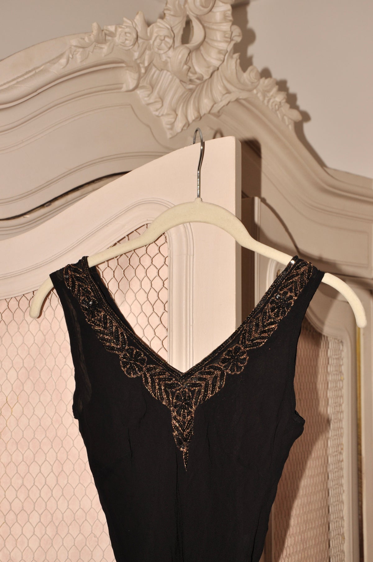 Black Semitransparent Beaded Top