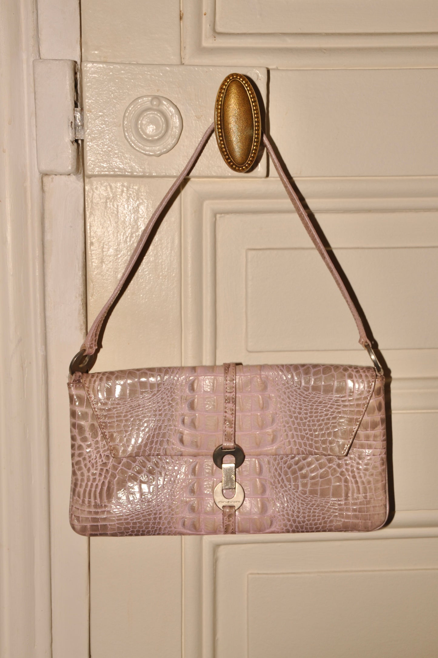 Snake Pink Leather Emanuel Ungaro Purse