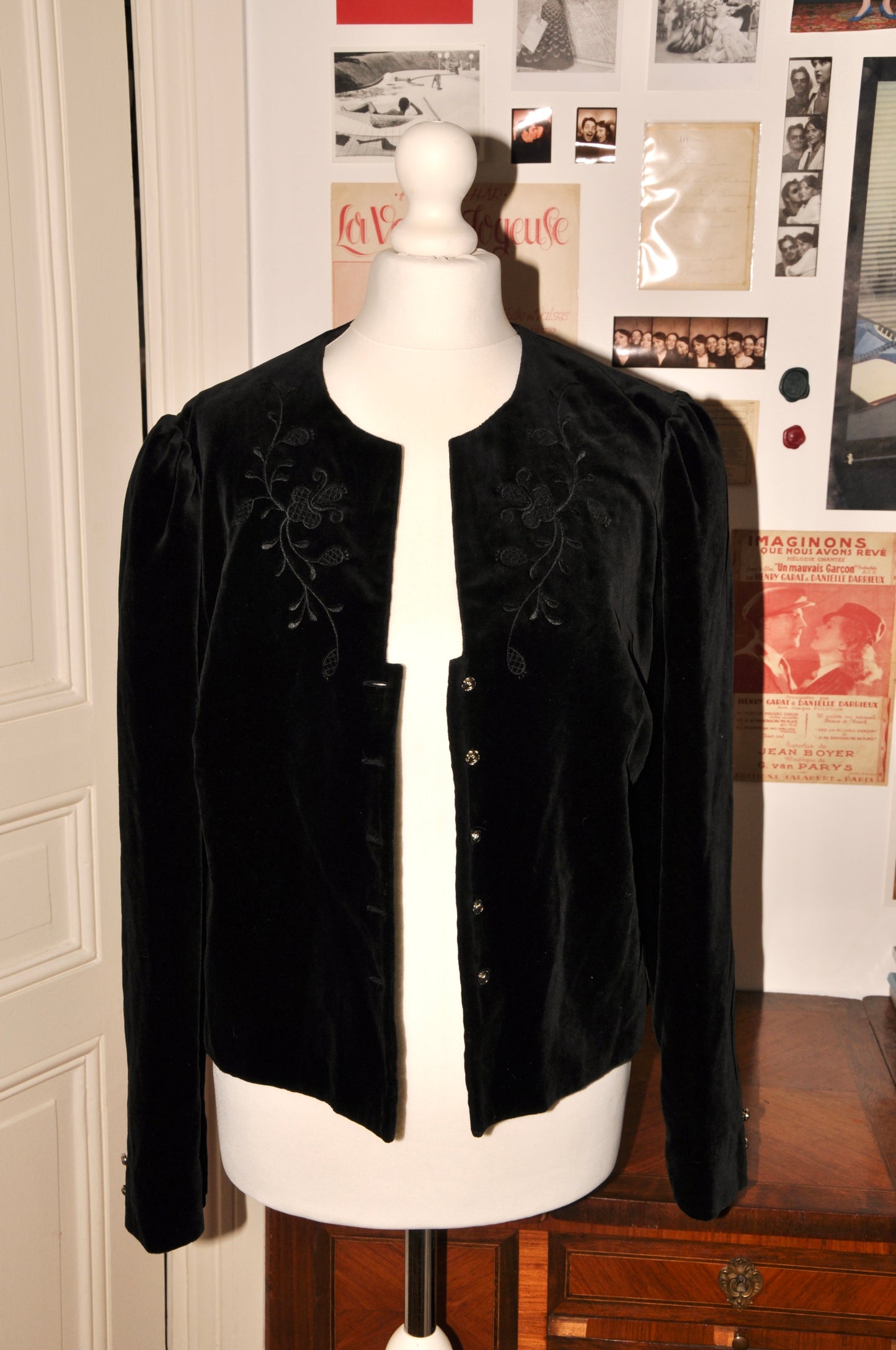 Velvet Embroidered Black Blazer