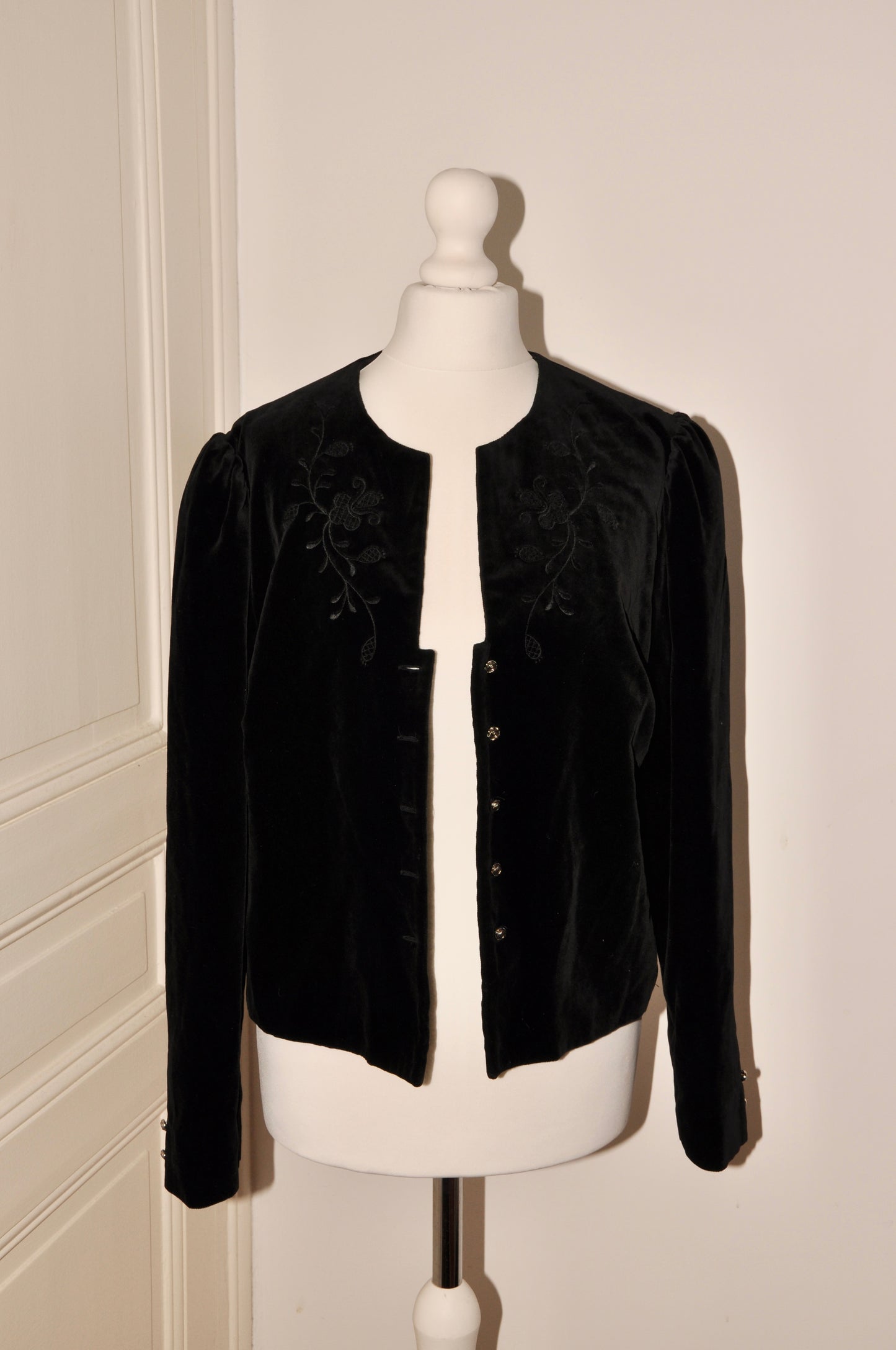 Velvet Embroidered Black Blazer