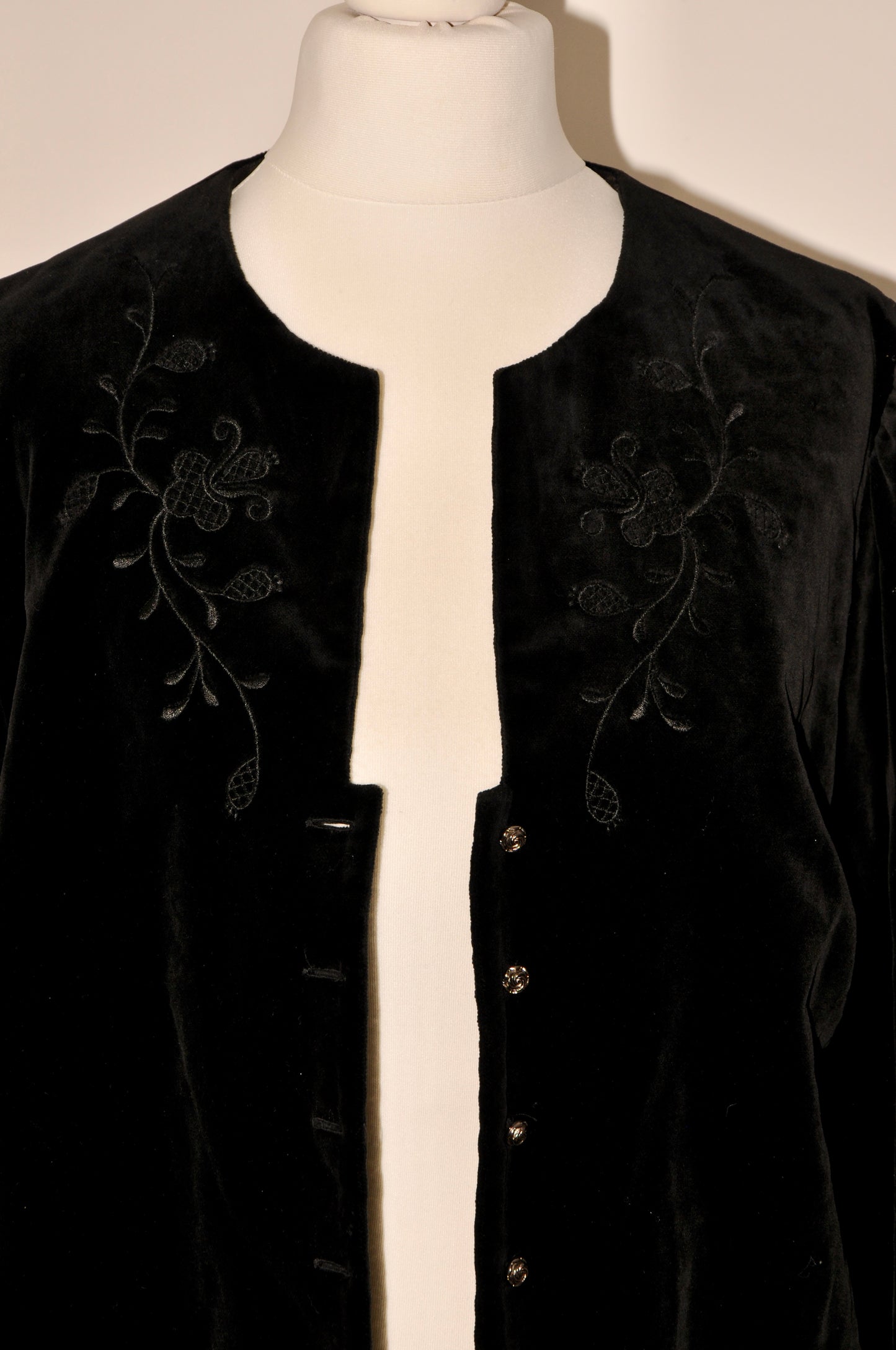 Velvet Embroidered Black Blazer