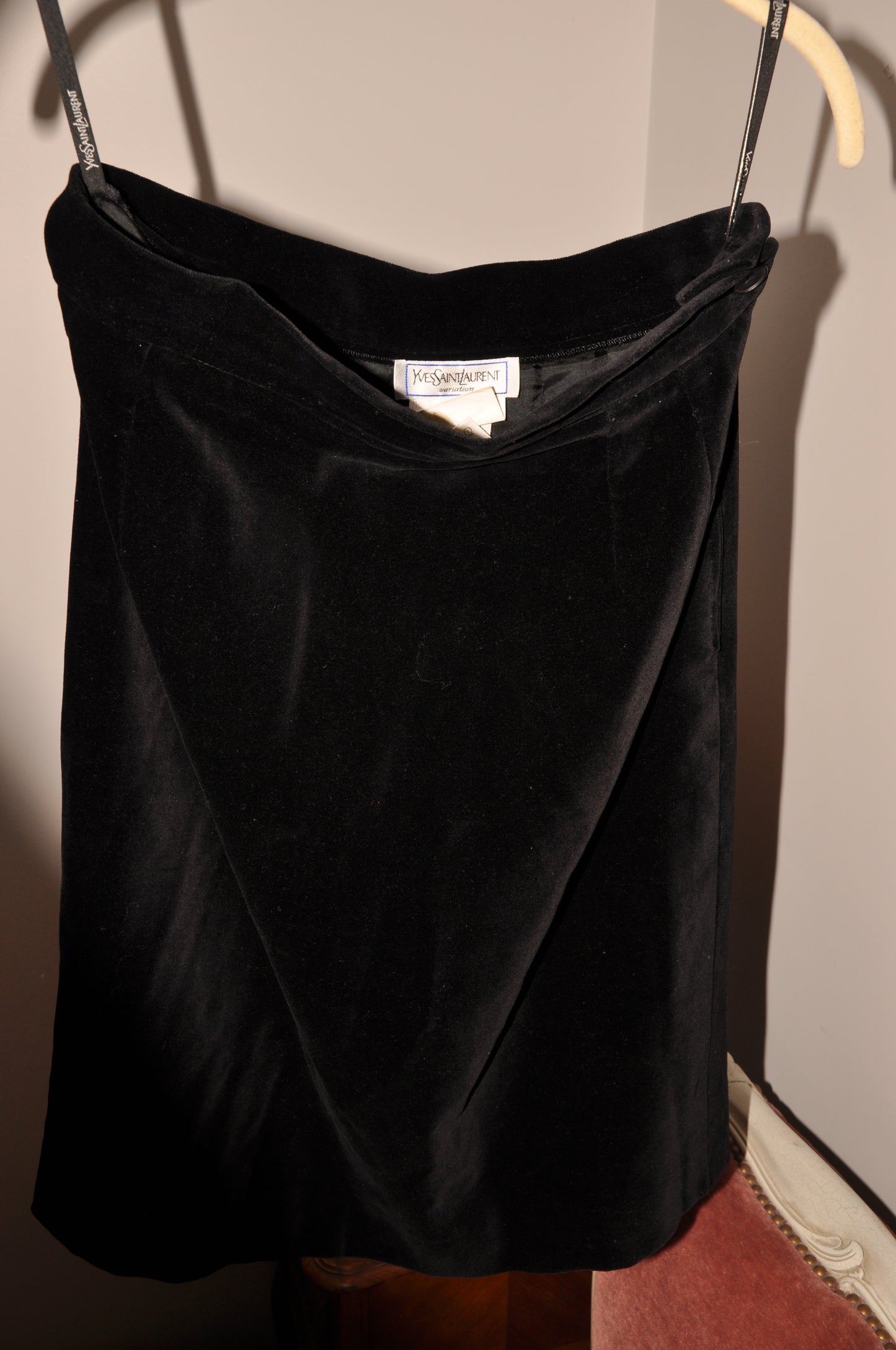 80's Yves Saint Laurent Velvet Black Skirt